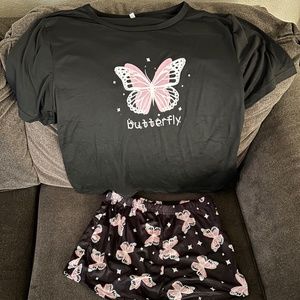 Women Butterfly Short Pajama Set